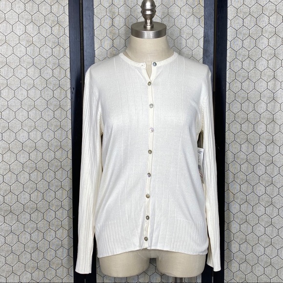 Karen Scott Sweaters - Karen Scott’s Petites Button Down Sweater